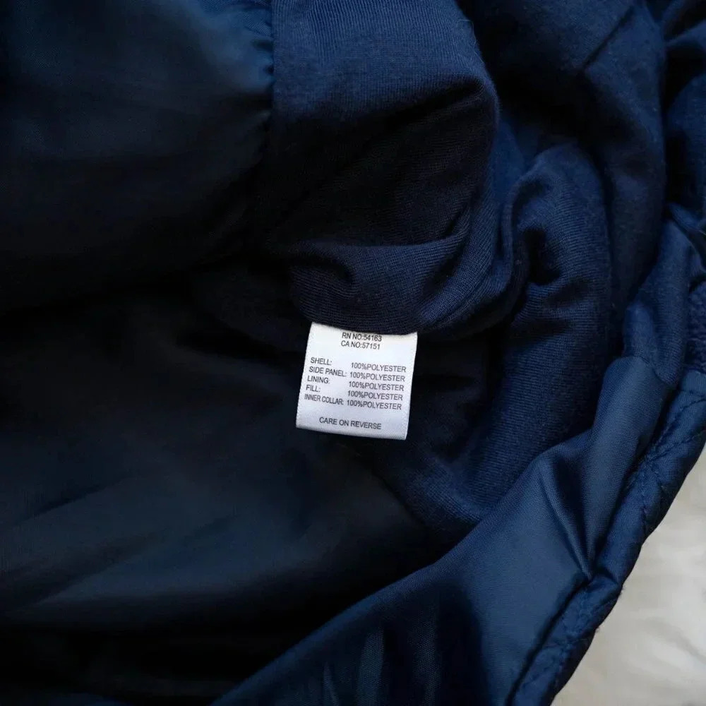 G.H. BASS VEST SZ L NAVY BLUE QUILTED PUFFER FLEECE FULL ZIP POCKETS MADE IN USA - Picture 8 of 9